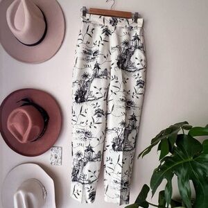 VINTAGE Liz Claiborne 100% Silk Chinoiserie Pants, size 10P. RARE